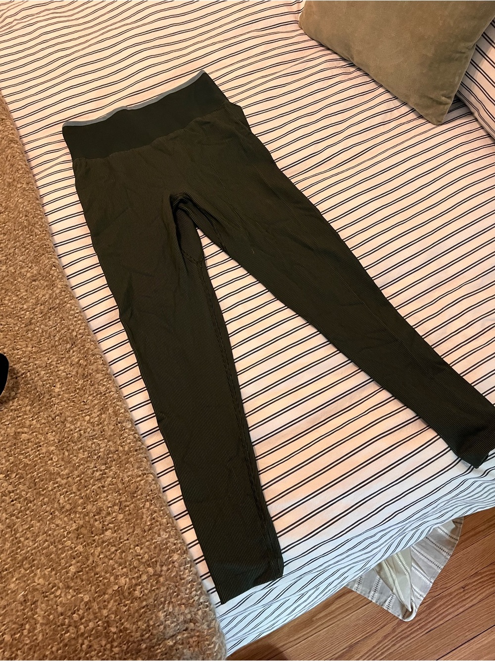 Outdoor Voices Ribbed Dark Green High-Waist Leggings